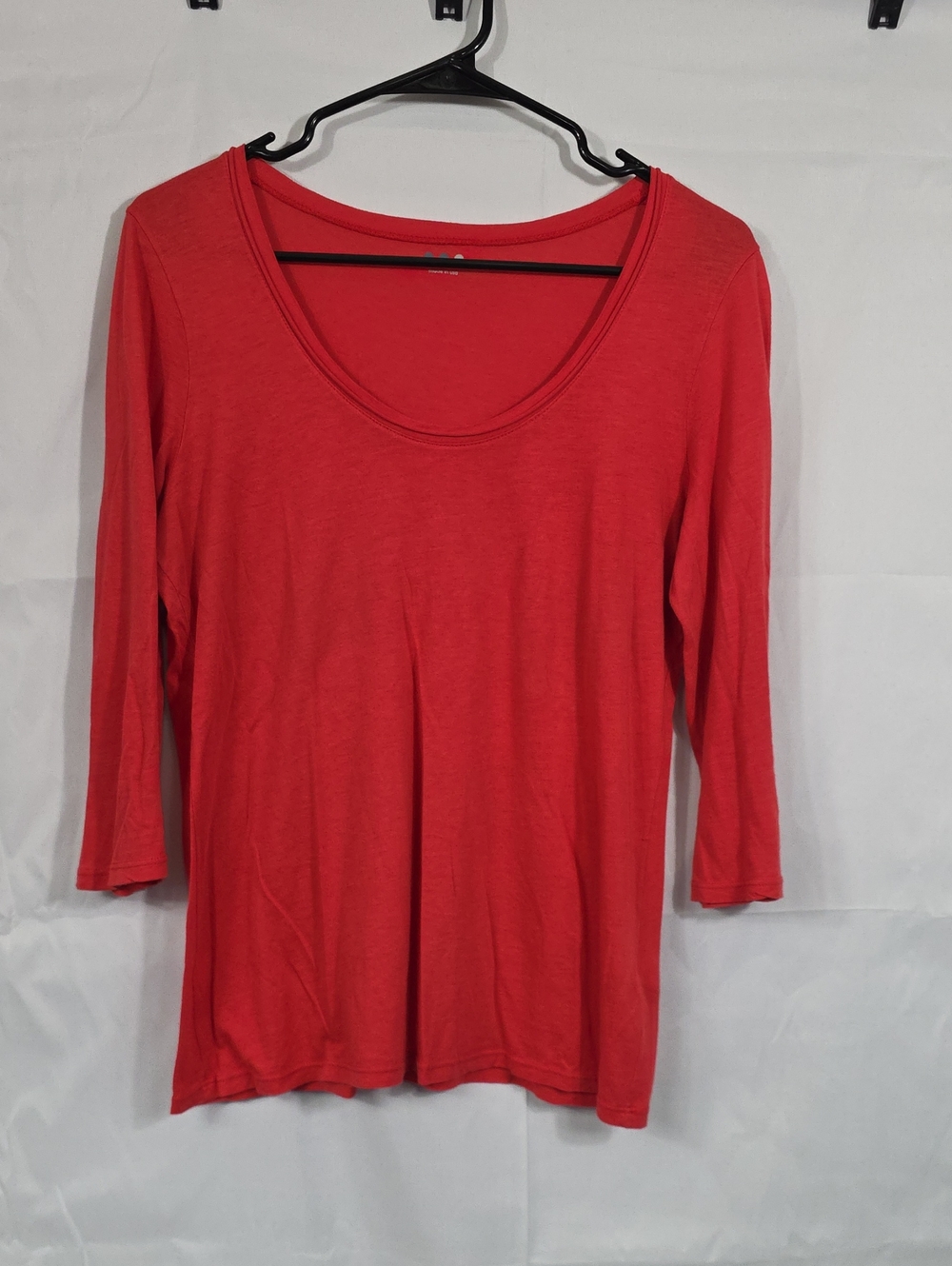 Three Dot Women’s Scoop Neck 3/4 Sleeve Top Red Size Large (Chris #50)